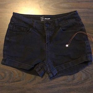Black Mid Rise Jean Shorts